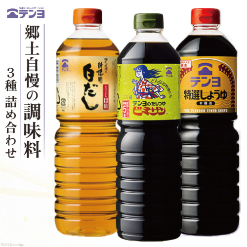 調味料 テンヨ スタンダード3種セット 特選しょうゆ & だしつゆビミサン & 白だし TS-20 / 武田食品 / 山梨県 中央市 [21470492] 376602 - 山梨県中央市