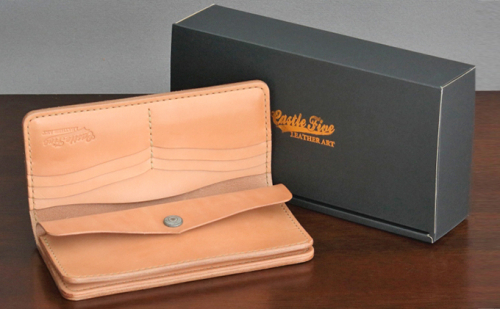 レザー二つ折財布ロング（黒・茶・ナチュラル）サイズ200×95×18mm 37953 - 秋田県五城目町