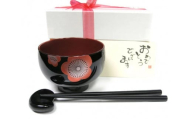 花梅ベビー椀セット 黒 [B-04401a]