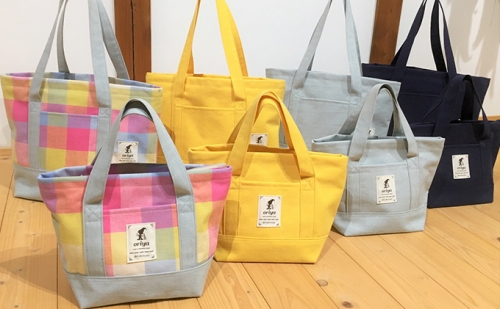 遠州浜松産　老舗織り屋のトートバッグ（中）４色展開
