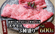 【薩摩牛】スライス3種盛り600g(カミチク/016-1084)