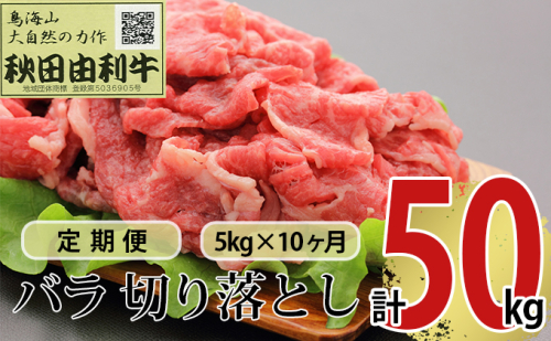 《定期便》10ヶ月連続 秋田由利牛 バラ切り落とし 5kg（1kg×5パック） 381495 - 秋田県にかほ市