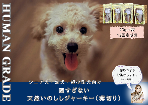 FB100   シニア犬＆幼犬の無添加おやつ☆固すぎない天然いのししジャーキー4個【定期便全12回】 382020 - 佐賀県みやき町