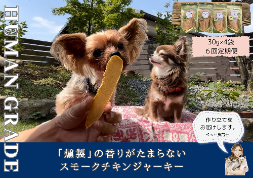 FB151 犬の無添加おやつ☆燻製の香りがたまらないスモークチキンジャーキー【6回定期便】 382051 - 佐賀県みやき町