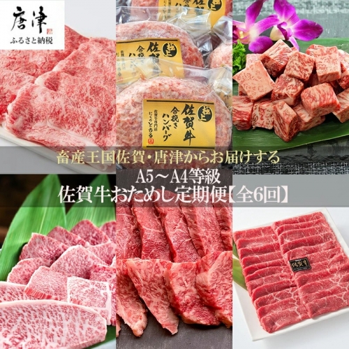 「定期便全6回」 佐賀牛 お試し定期便 寄附翌月から発送 (合計2.84kg) A5～A4等級 ギフト 贈り物 「2022年 令和4年」 388902 - 佐賀県唐津市