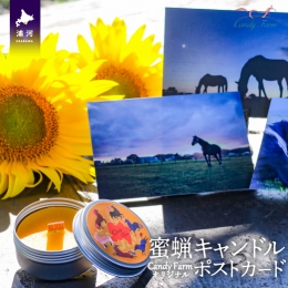北海道浦河町の養蜂園が手作りした「蜜蝋キャンドル」と、養老牧場Candy Farmで暮らしている可愛い馬たちの「ポストカード」をセットにしました！ ◆おすすめポイント 北海道浦河町にある養老牧場Can