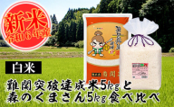 [令和6年産]難関突破米5kgと森のくまさん5kg 白米食べ比べ 精米 熊本県 南関町産 単一原料米 ヒノヒカリ 産地直送 コメ お米 祈願米