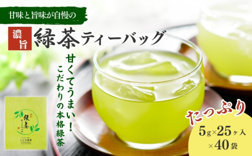 濃旨緑茶ティーバック5g×25ケ入×40袋 飲料類 お茶 セット 詰め合わせ 深蒸し茶  39473 - 静岡県森町