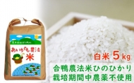 令和5年産 熊本県あさぎり町産 合鴨農法米ヒノヒカリ 白米 5kg