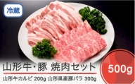 山形牛 カルビ＆山形県産豚バラ焼肉セット 計500g ik-gnkbx500