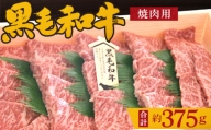 No.198 黒毛和牛　焼肉用肉　計約375g ／ 牛肉 赤身 もも肉 やきにく 大阪府 特産品