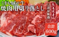 AY004　熊本県産　GI認証取得　くまもとあか牛　焼き肉用切り落とし 合計600g