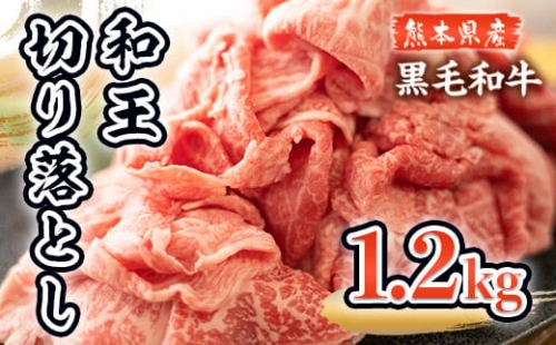 AY024 熊本県産 黒毛和牛 和王 切り落とし 1.2kg 406071 - 熊本県湯前町