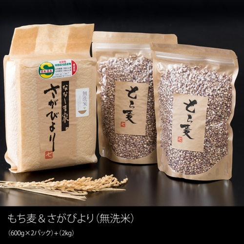 B12-096 もち麦(1200g)・無洗米(2kg)セット 40794 - 佐賀県小城市