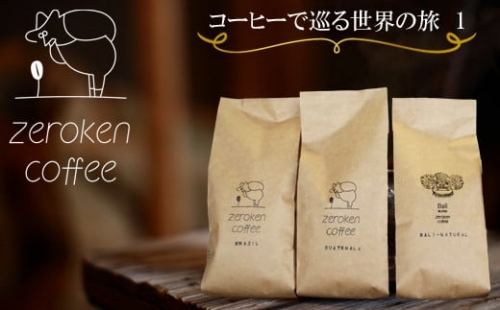 【ZR05W】コーヒーで巡る世界の旅1（3袋セット）＜豆＞でお届け 410183 - 鳥取県南部町
