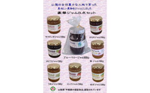 2-9-60 南アルプスで採れた美味しい果物ジャム8点セット 418189 - 山梨県南アルプス市