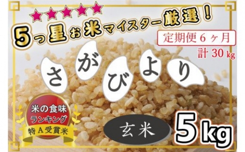 BG251 【新米:令和4年度産お届け】★★★★★五ツ星お米マイスターが選んだ逸品☆特Aさがびより5kg玄米【6回定期便】毎月 頒布会 420532 - 佐賀県みやき町