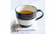 AA48　小石原焼 カネハ窯 飛び鉋モーニングカップ(黒×白ツヤ)