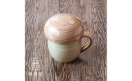 AA67　小石原焼 ヤママル窯 きのこカップ 小(ピンク・白ドット)