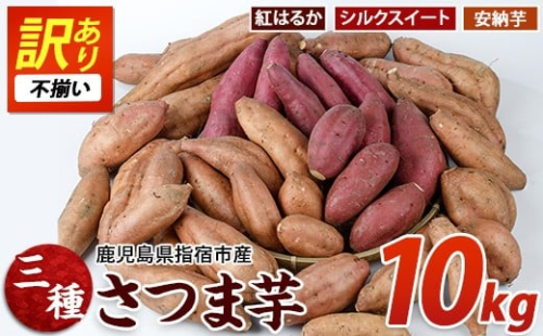 【2025年11月上旬頃～順次発送】＜訳あり・不揃い＞さつまいも3種(紅はるか・シルクスイート・安納芋)詰合せ10kg(らくと農園/013-1132) さつまいも おやつ さつま芋 焼芋 やきいも 焼きいも スイーツ