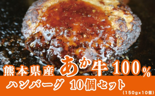 牛肉100％ 国産 冷凍 調理済み あか牛 湯煎 熊本県産 赤牛 ハンバーグ 150g×10個 G-48 和牛 九州産 送料無料  42902 - 熊本県錦町