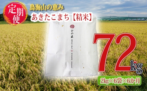 《定期便》12kg×6ヶ月 秋田県産 あきたこまち 精米 2kg×6袋 神宿る里の米「ひの米」（お米 小分け）