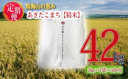《定期便》14kg×3ヶ月 秋田県産 あきたこまち 精米 2kg×7袋 神宿る里の米「ひの米」（お米 小分け）