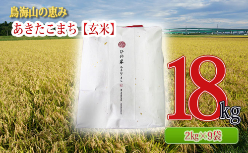 秋田県産 あきたこまち 玄米 18kg（2kg×9袋）神宿る里の米「ひの米」（お米 小分け） 429328 - 秋田県にかほ市