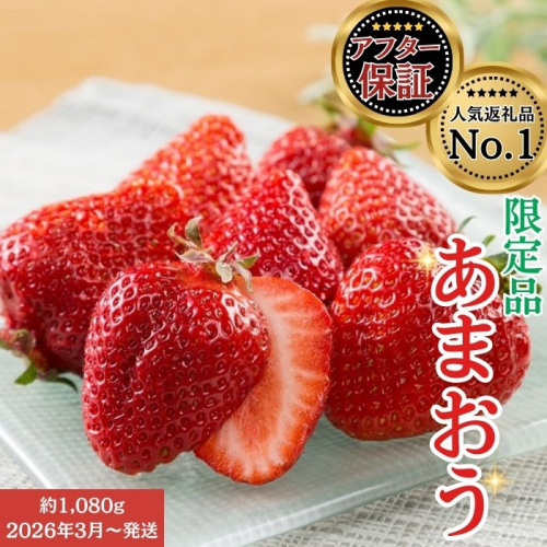 人気１位獲得謝礼品★限定品★あまおう約１，０８０g（先行受付／２０２６年３月以降発送）.A1609【あまおう】 43053 - 福岡県新宮町