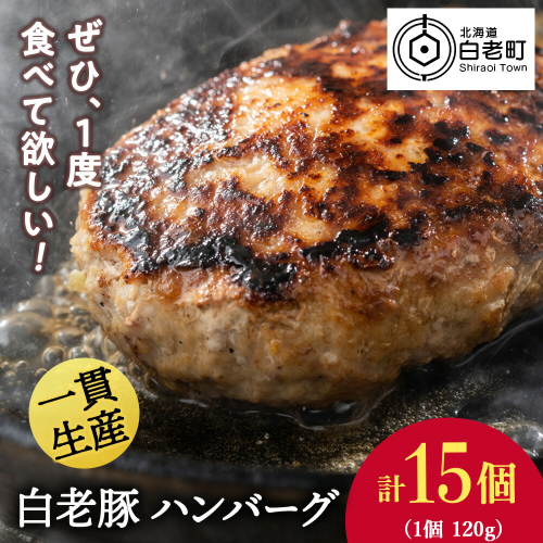 北海道産 白老豚 ハンバーグ 120ｇ×15個セット 431191 - 北海道白老町