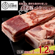 北海道産 白老豚 バラ ブロック 600g×2パック
