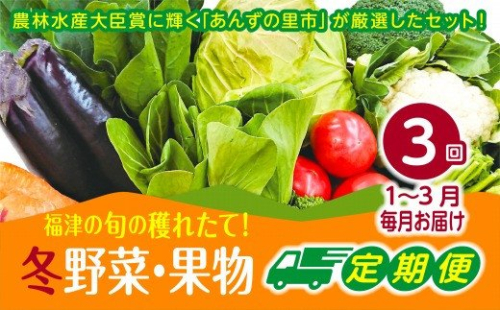 【2025年1～3月発送】【3ヶ月定期便】穫れたて!冬野菜・果物定期便（1～3月）★あんずの里[F7005] 431852 - 福岡県福津市