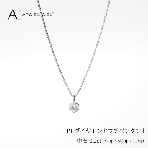 アルカンシェル プラチナ ダイヤ プチペンダント（計0.2ct）【鑑別書付き ジュエリー プレゼント ギフト ファッション アクセサリー 贈り物 贈答 お祝い 記念日】 J013-3 435416 - 大阪府泉佐野市