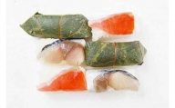 一つ一つすべて手作業で作られた本物の「柿の葉寿司」＜サバ１箱・鮭１箱セット＞