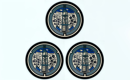 チタン製ミニチュアマンホール『王寺町』3枚組 雑貨 日用品  44808 - 奈良県王寺町