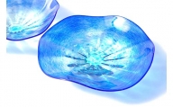 ＜ガラス作家 池本美和＞皿鉢「Ringing Blue」 吹きガラス 硝子 ガラス 皿鉢 皿 池本美和 贈り物 ギフト F6L-466
