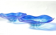 ＜ガラス作家 池本美和＞ペア皿鉢「Ringing Blue」2個 吹きガラス 硝子 ガラス ボウル セット 池本美和 贈り物 ギフト F6L-478