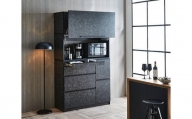 【開梱設置】食器棚 レンジ台 ナポリスライドアップ扉タイプ 幅120 ストーンブラック キッチンボード 家具