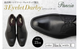 ダービーシューズの新定番。アイレットを３穴にしたスマートでスタイリッシュなモデルです。踵はドックテイルから日本伝統のバックステイに変更し、さらに強度を上げています。ハンドソーンウェルテッド製法は、手で