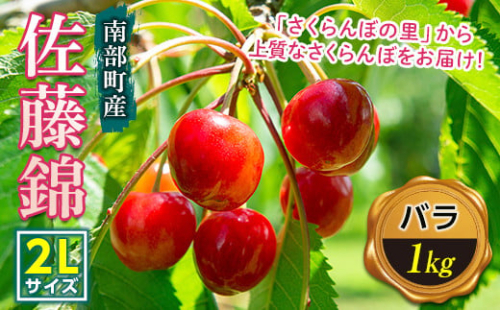 さくらんぼ 「佐藤錦２Lサイズ」バラ(約１kg) 【西舘農園】 青森県エコファーマー認定 贈答　フルーツ王国 南部町 サクランボ 青森県産 F21U-170