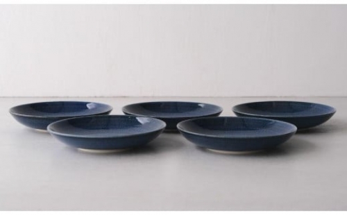 【波佐見焼】φ１７cmの軽いお皿５枚組　藍 【西海陶器】５　70746