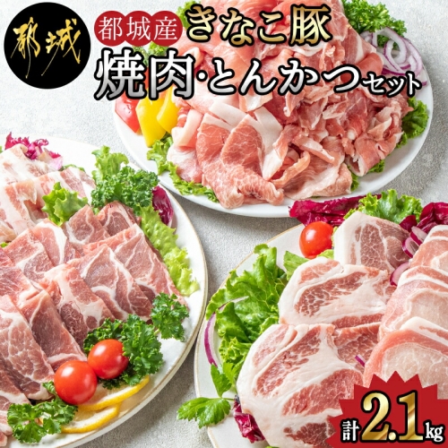 「きなこ豚」焼肉・とんかつセット 計2.1kg_MJ-1204 46274 - 宮崎県都城市