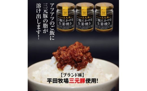 山形県のブランド豚・平田牧場の三元豚を使った「ご飯にかける生姜焼き」3個セット ご飯のお供に、料理の味付けにどうぞ F2Y-3173