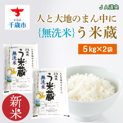 【 無洗米 】北海道産 う米蔵 5kg × 2袋 米 こめ コメ 千歳 北海道 465147 - 北海道千歳市
