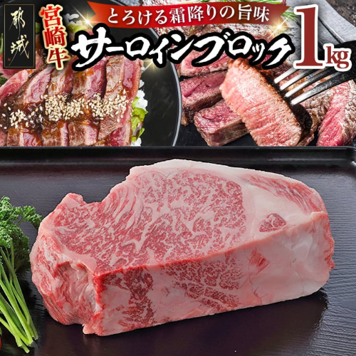 宮崎牛サーロインブロック1kg_AF-2501 46553 - 宮崎県都城市