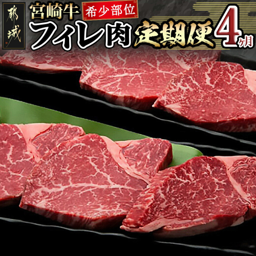 宮崎牛 希少部位フィレ肉の定期便(4ヶ月)_T166（4）-8401 46611 - 宮崎県都城市