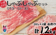 沖縄県産豚肉　しゃぶしゃぶセット（バラ・ロース）計1.2kg　200g×6袋　小分け