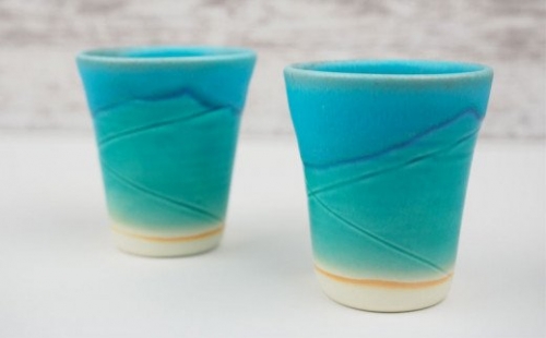 うるま陶器　琉球焼　青の器　フリーカップ　ペア