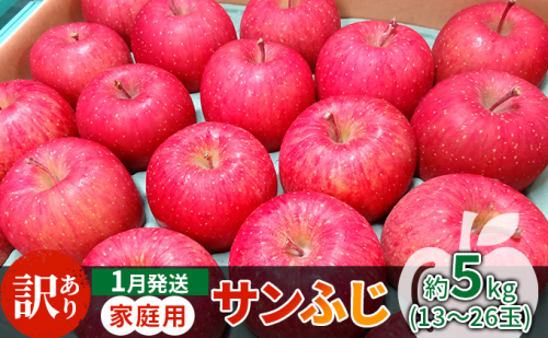 1月発送 家庭用 サンふじ 約5kg【訳あり】【原正りんご 青森県産 津軽産 リンゴ 林檎】 468862 - 青森県鶴田町