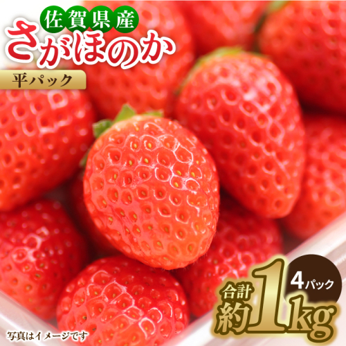 【1月より発送・みずみずしい果肉】さがほのか平パック4P 約1kg 吉野ヶ里町/リエンサーク [FCC002] 470585 - 佐賀県吉野ヶ里町